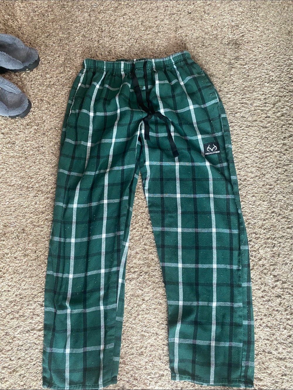 Realtree Green Plaid Kids Joggers with Drawstring Waist